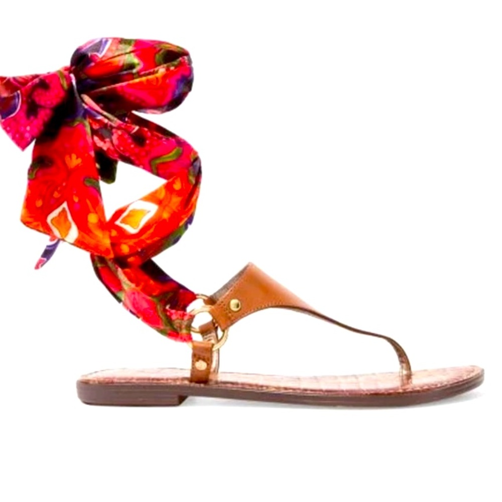 Sam Edelman Gilliana Leather and Printed Satin Sandals size 10
